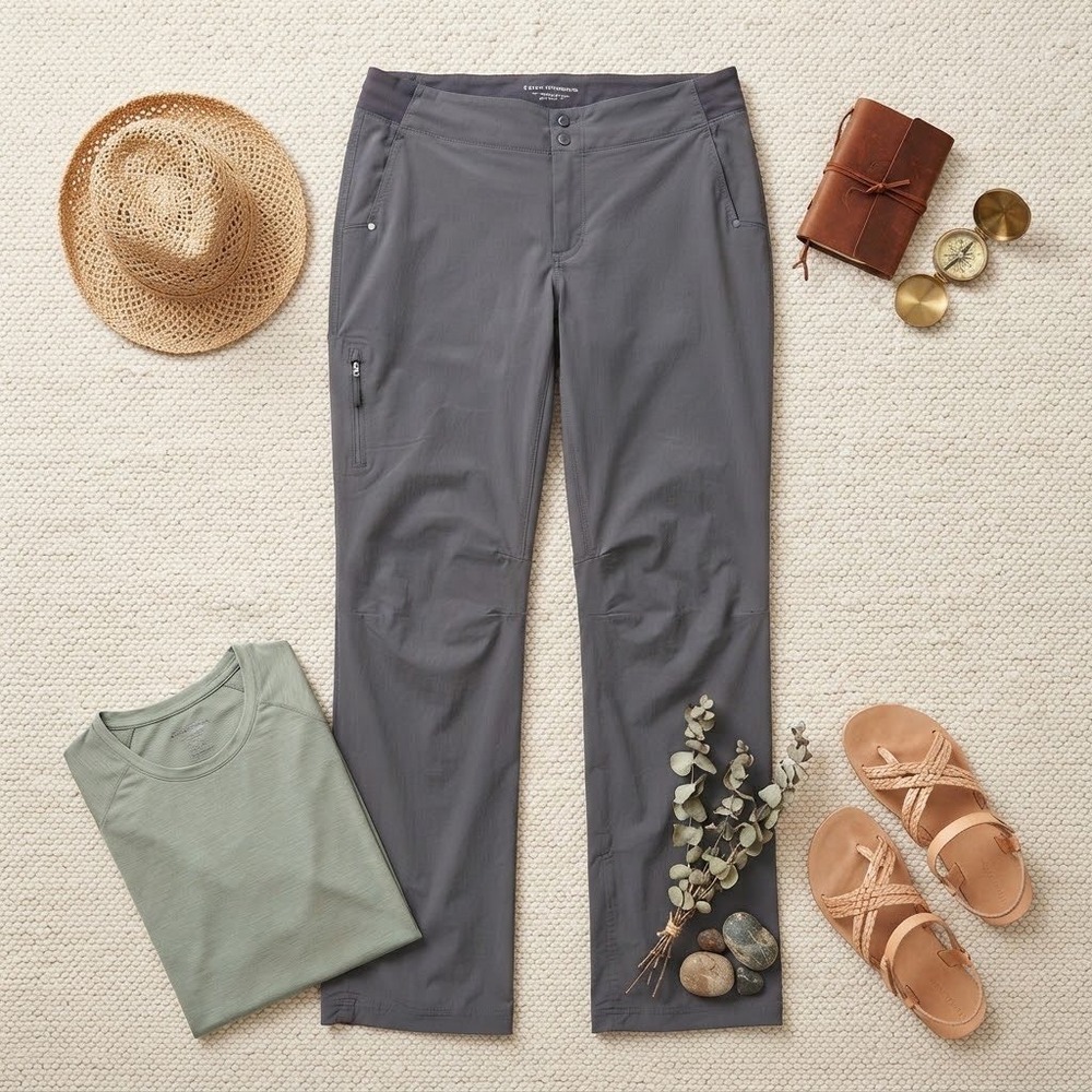 Royal Robbins Womens Gray Hiking Pants Trim Fit Size 14 Regular Outdoor Travel